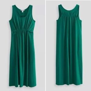 ATHLETA Echo Textured Crepe Drawstring Sleeveless Midi Dress - Emerald Green